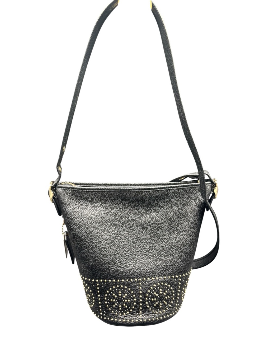 COACH Prairie Rivets Studded Pebbled Leather Dufflette Crossbody Bag Black - Picture 5 of 10